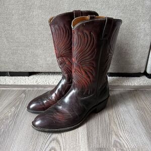 Vintage 70s Iron Age Thunderbird Motif Western Cowboy Boots 11.5 D USA Made RARE